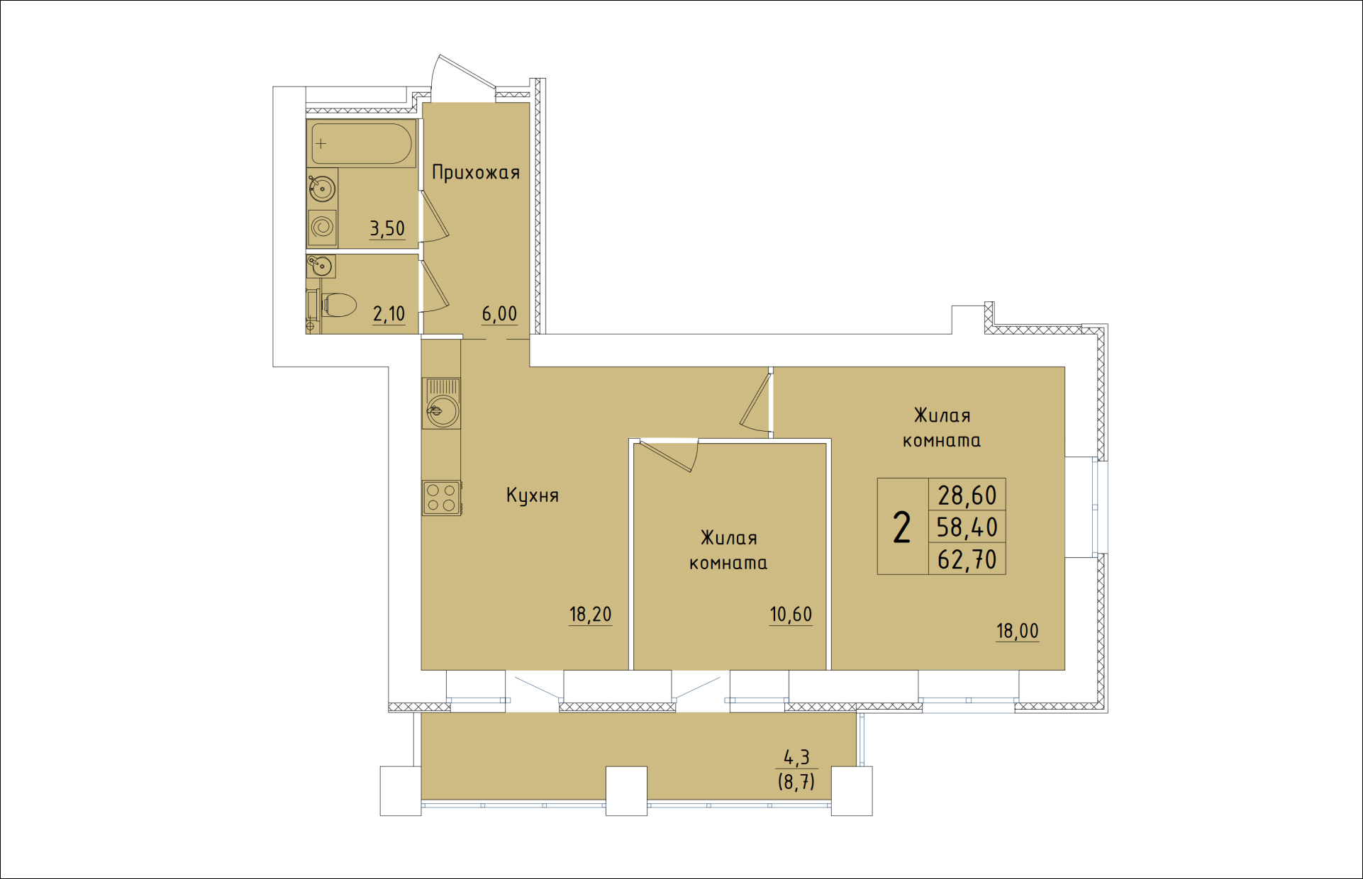 планировка квартиры 63 м2